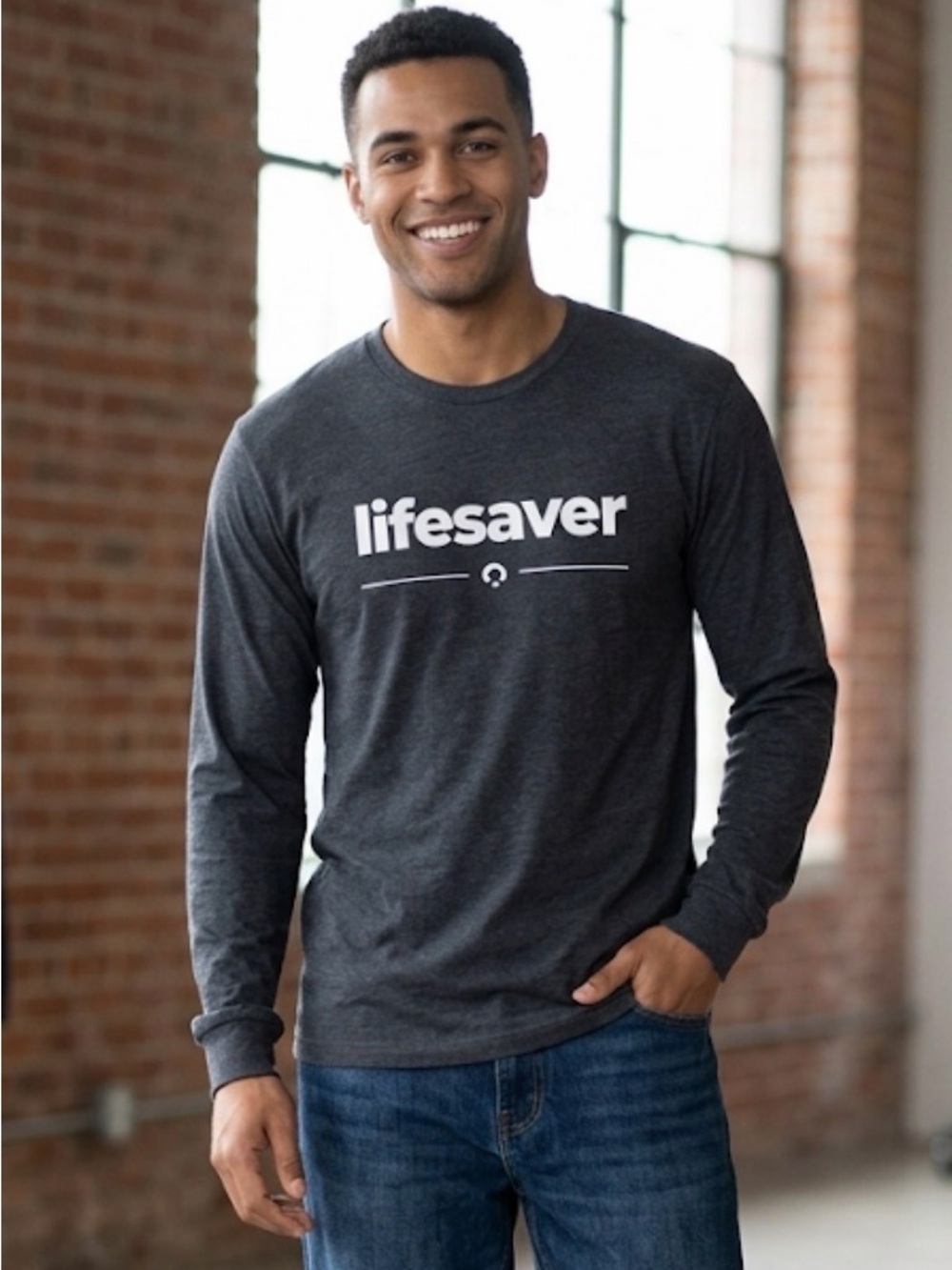 Jerzees Dri-Power "Lifesaver" Graphic Long Sleeve Tee - Size M